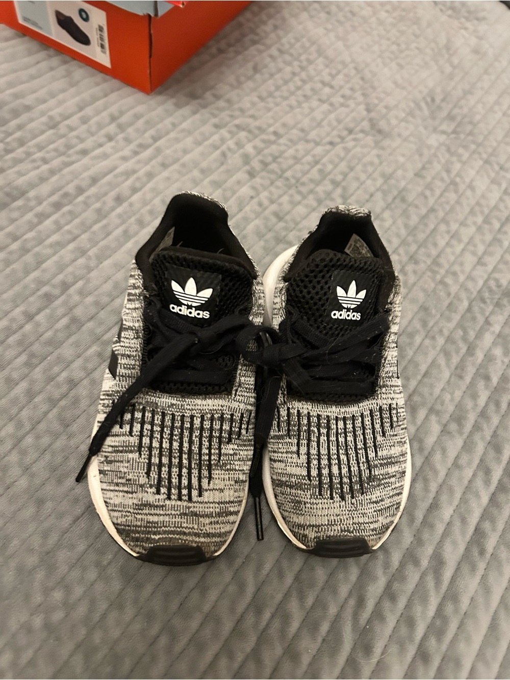 adidas Kids Black and White Knit Running Sneakers